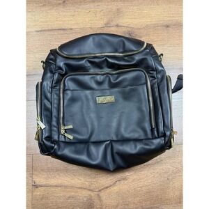 Greyfox Diaper Bag Backpack Black Vegan Leather Gold Hardware